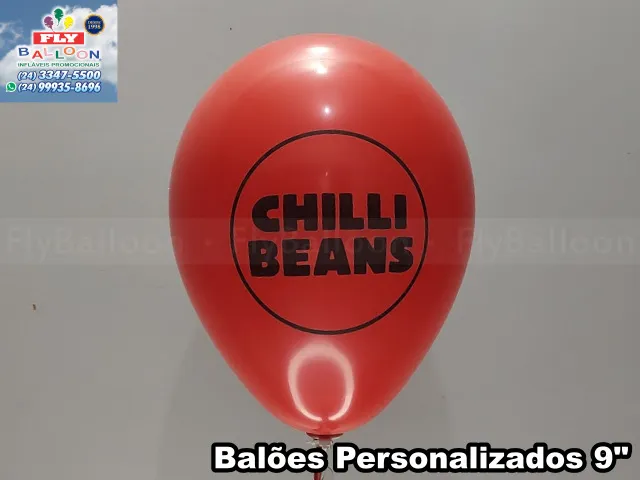 Bexigas customizadas com logomarca para Chilli Beans