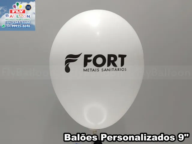 Bexigas customizadas com logomarca para Fort Metais Sanitários