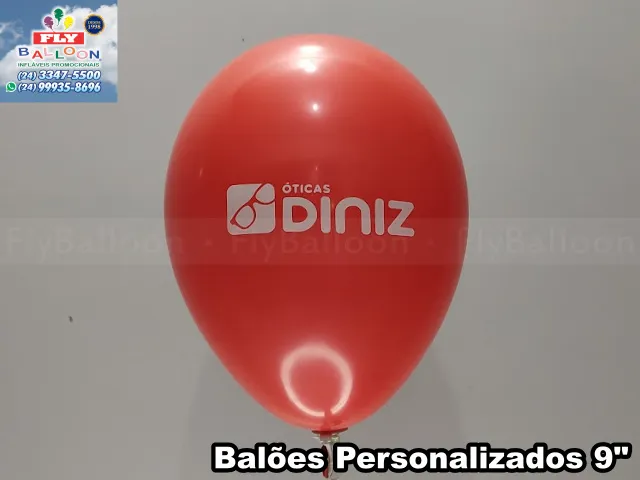 Bexigas customizadas com logomarca para Óticas Diniz