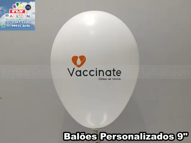 Bexigas customizadas com logomarca para Vaccinate